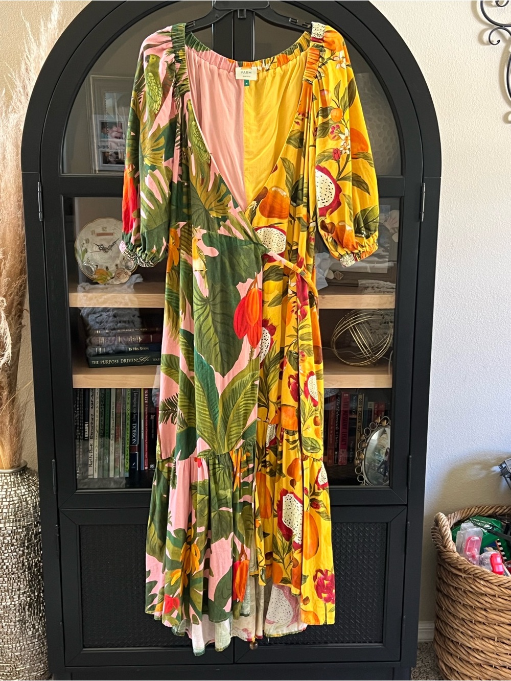 FARM Rio Yellow, Pink & Green Tropical Fruit Wrap Maxi Dress 🥭 - Picture 11 of 16